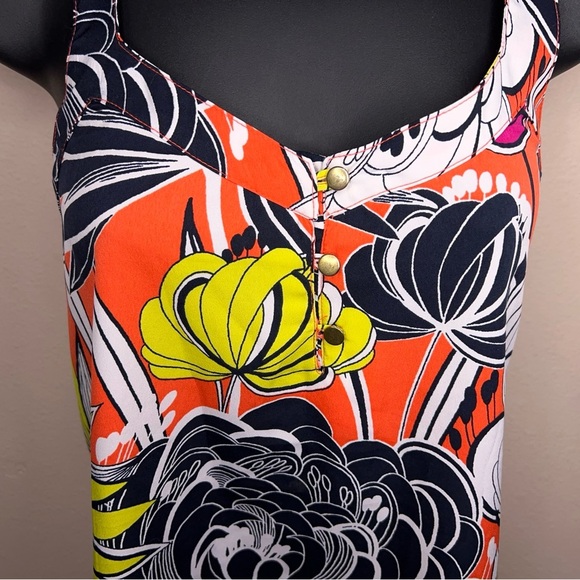 Small Banana Republic Colorful Floral Tank Blouse White Yellow Orange Vneck - Picture 7 of 14